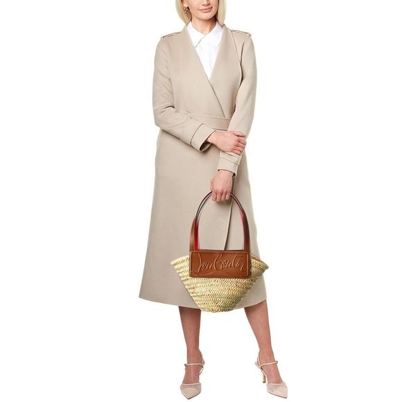 Christian Louboutin Loubishore Small Straw & Leather Tote, Brown - Picture 3 of 3